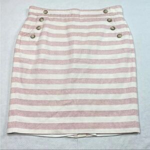 SIZE 6 NWOT 100% Cotton Loft striped pencil skirt with button detail and pockets